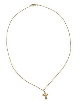 14K Yellow Gold Small Cross Pendant Necklace #26153